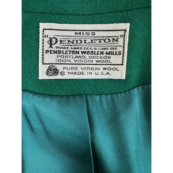 Vtg Pendleton Wool Green 2 Piece Blazer & Skirt Set Academia Sz M Office Work - Picture 8 of 15